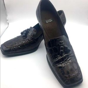 Women's Stuart Weitzman Pump  Size 6 Brown Lizard Look Leather With Tassel
